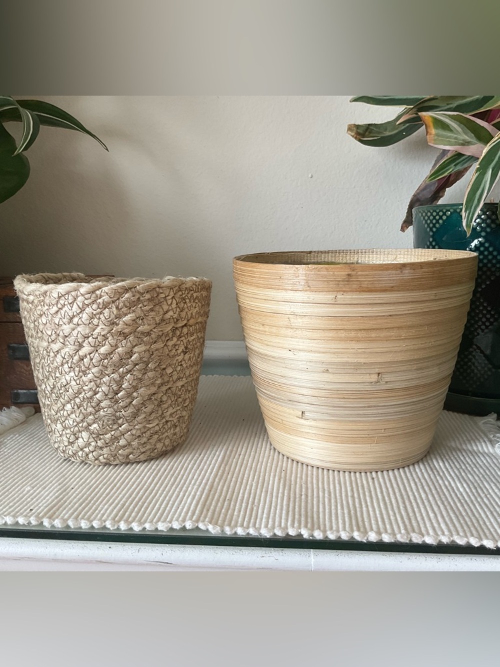 Set of Two Natural Planter baskets / cache pots